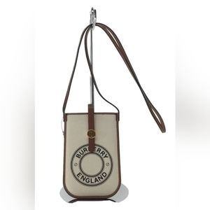 Burberry logo shoulder bag pouch cream sacoche canvas x calf leather.